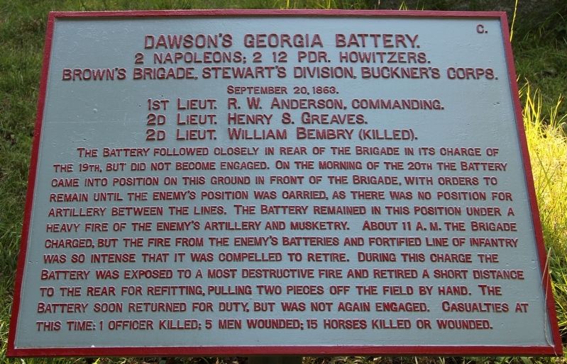 Dawson's Georgia Battery Marker image. Click for full size.