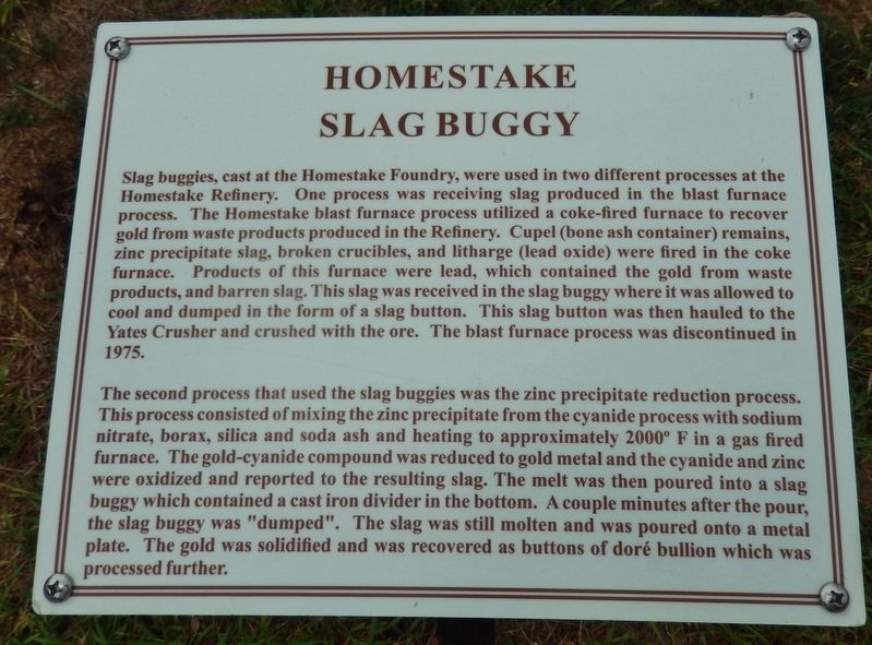 Homestake Slag Buggy Marker. Click for full size. Homestake Slag Buggy Marker image. Click for full size.