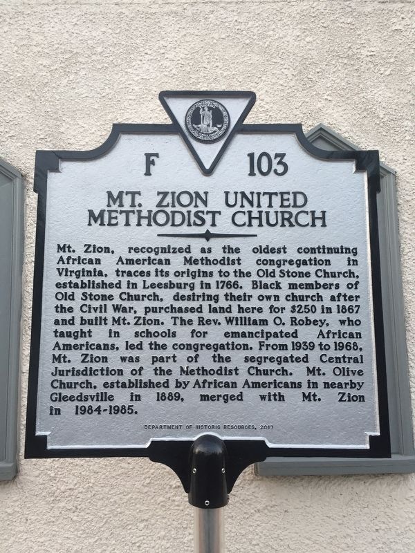 Mt. Zion United Methodist Church Marker. Click for full size. Mt. Zion United Methodist Church Marker image. Click for full size.
