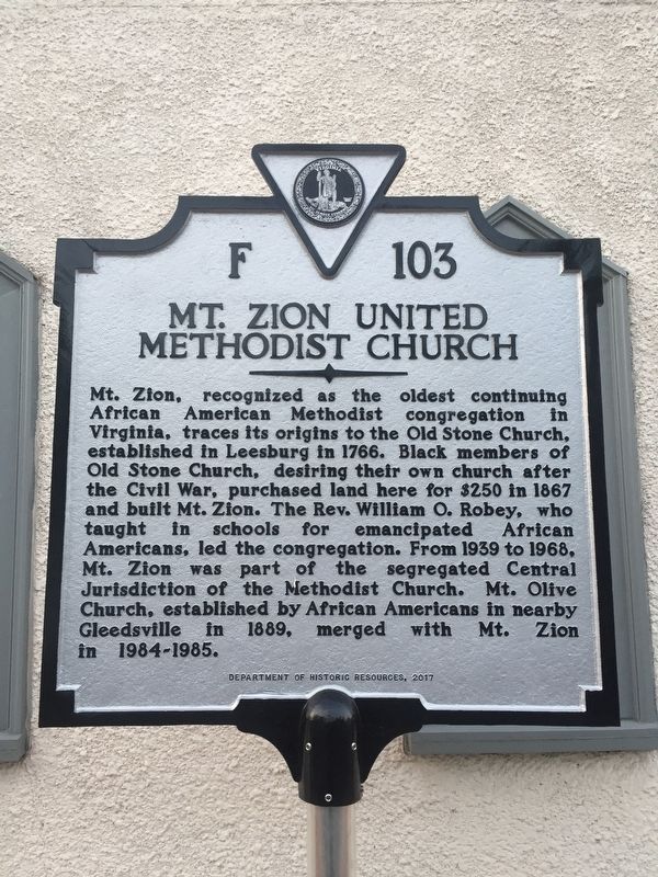 Mt. Zion United Methodist Church Marker image. Click for full size.