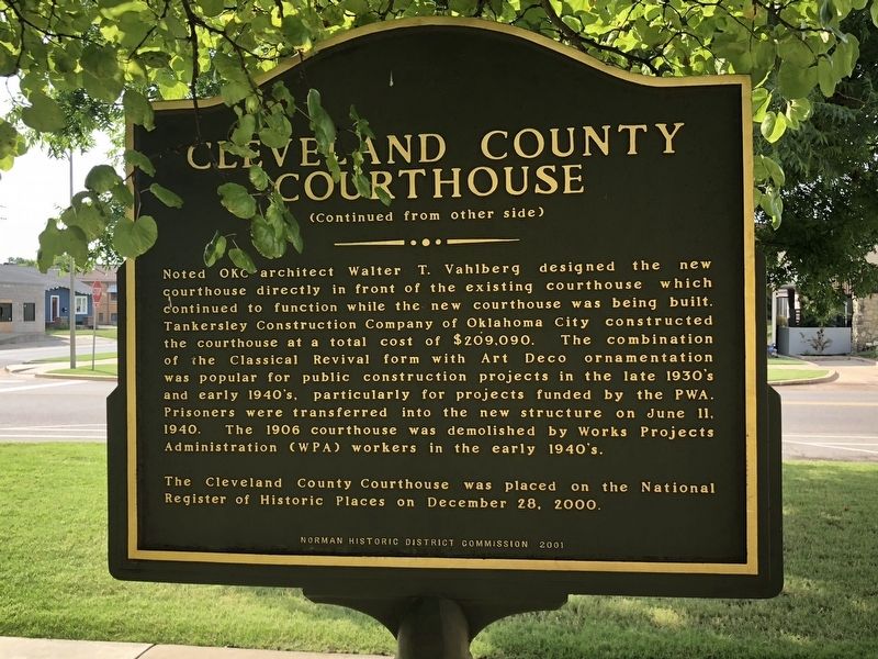 Cleveland County Courthouse Marker reverse image. Click for full size.