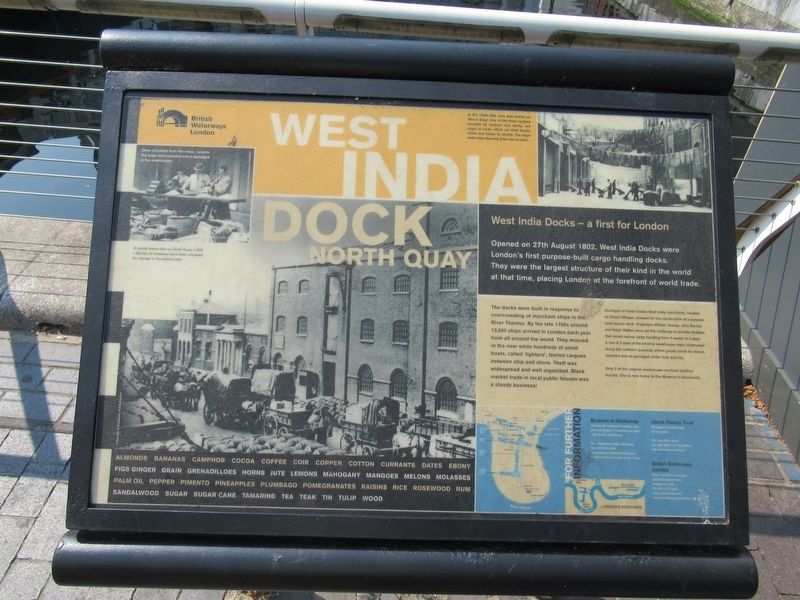 West India Dock North Quay Marker. Click for full size. West India Dock North Quay Marker image. Click for full size.