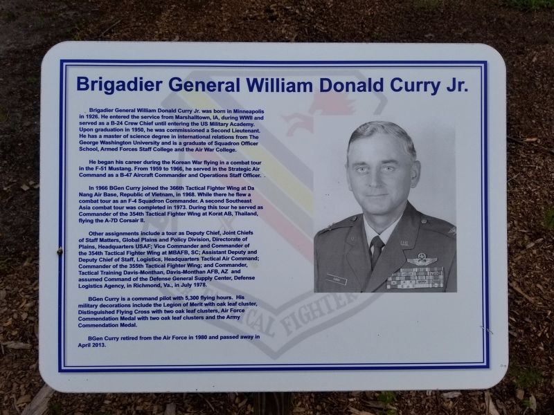 Brigadier General William Donald Curry Jr. Marker image. Click for full size.