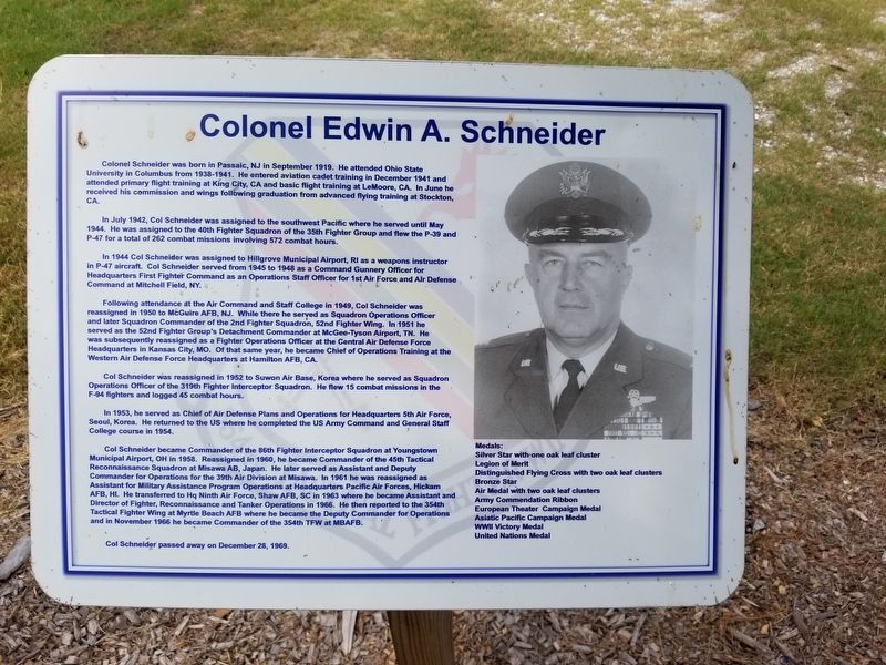 Colonel Edwin A. Schneider Marker image. Click for full size.