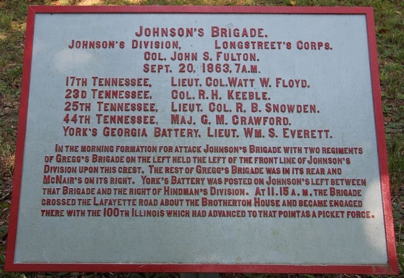 Johnson's Brigade Marker image. Click for full size.