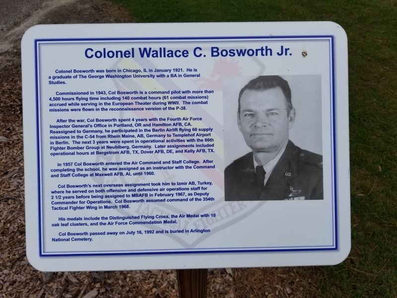 Colonel Wallace C. Bosworth Jr. Marker image. Click for full size.