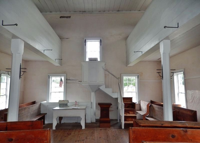 Old Log Church Interior image. Click for full size.