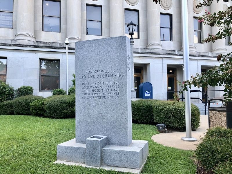 For Service in Iraq and Afghanistan Marker at the Union County Courthouse. Click for full size. For Service in Iraq and Afghanistan Marker at the Union County Courthouse image. Click for full size.
