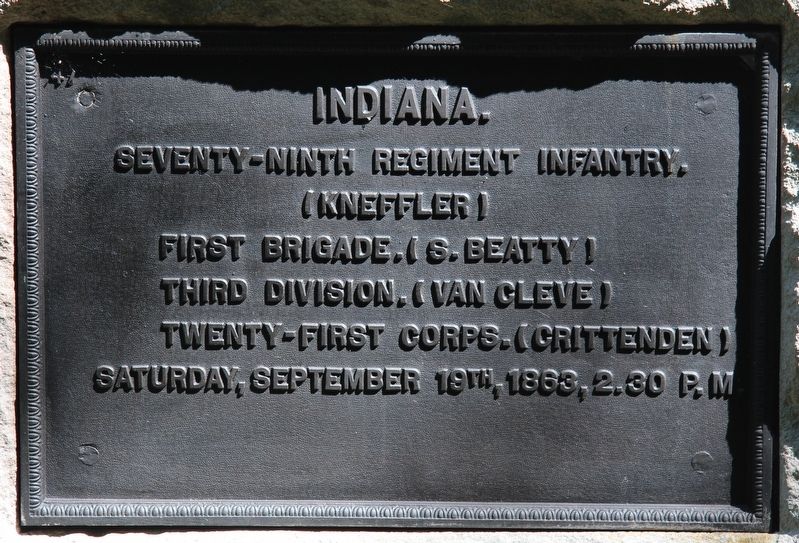 79th Indiana Infantry Marker. Click for full size. 79th Indiana Infantry Marker image. Click for full size.