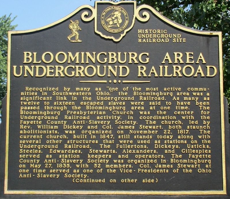 Bloomingburg Area Underground Railroad Marker image. Click for full size.