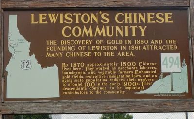 Lewiston's Chinese Community Marker image. Click for full size.