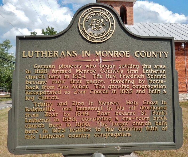 Lutherans In Monroe County Marker image. Click for full size.