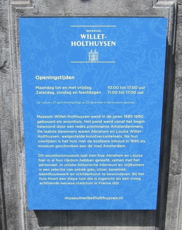 Museum Willet-Holthuysen Marker - Dutch panel image. Click for full size.