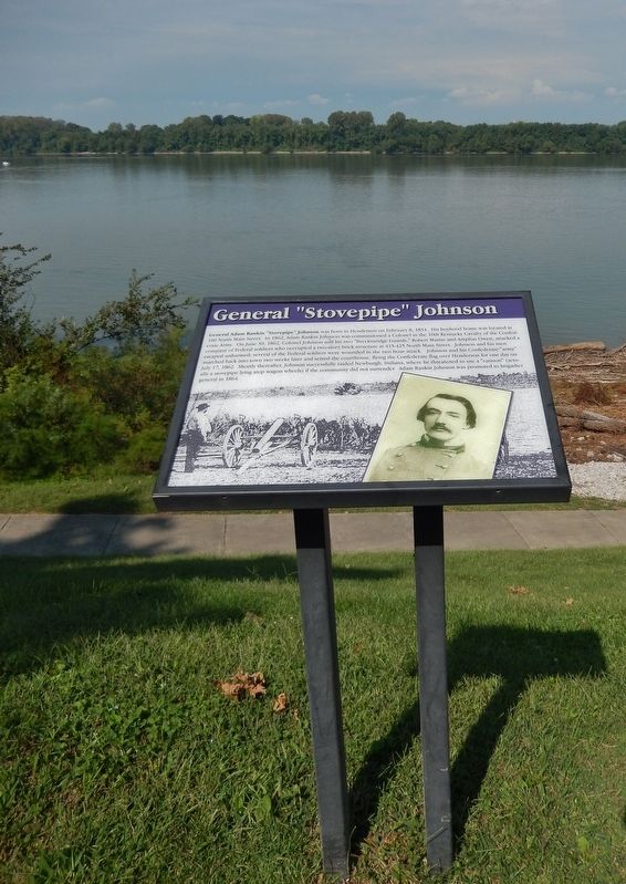 General "Stovepipe" Johnson Marker (<i>tall view; overlooking the Ohio River</i>) image. Click for full size.