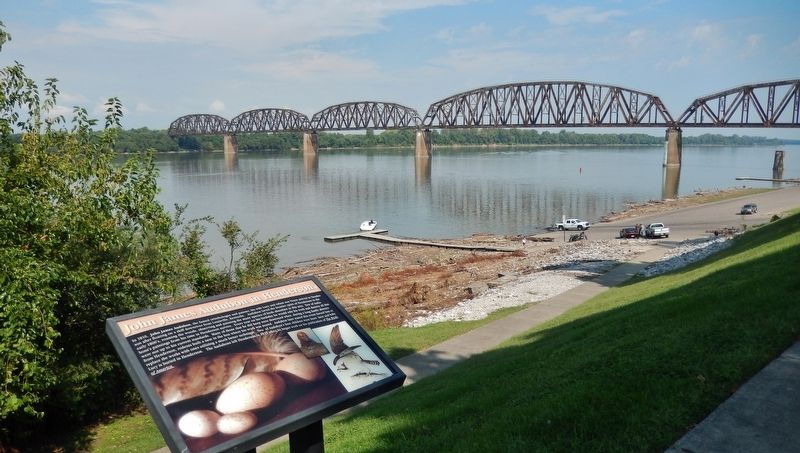John James Audubon in Henderson Marker (<i>wide view; Ohio River & railroad bridge in background</i> image. Click for full size.