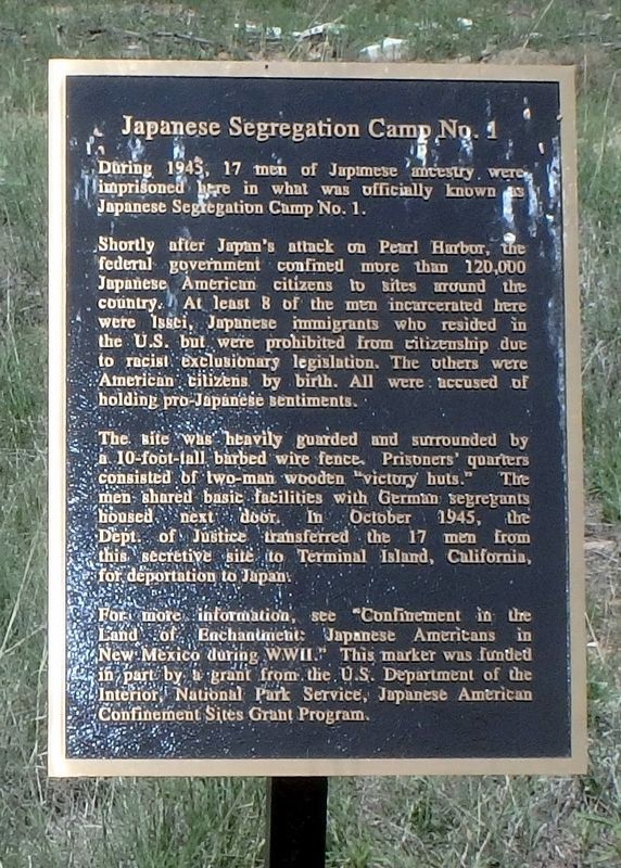 Japanese Segregation Camp No. 1 Marker image. Click for full size.