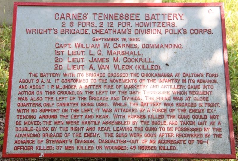 Carnes' Tennessee Battery Marker image. Click for full size.