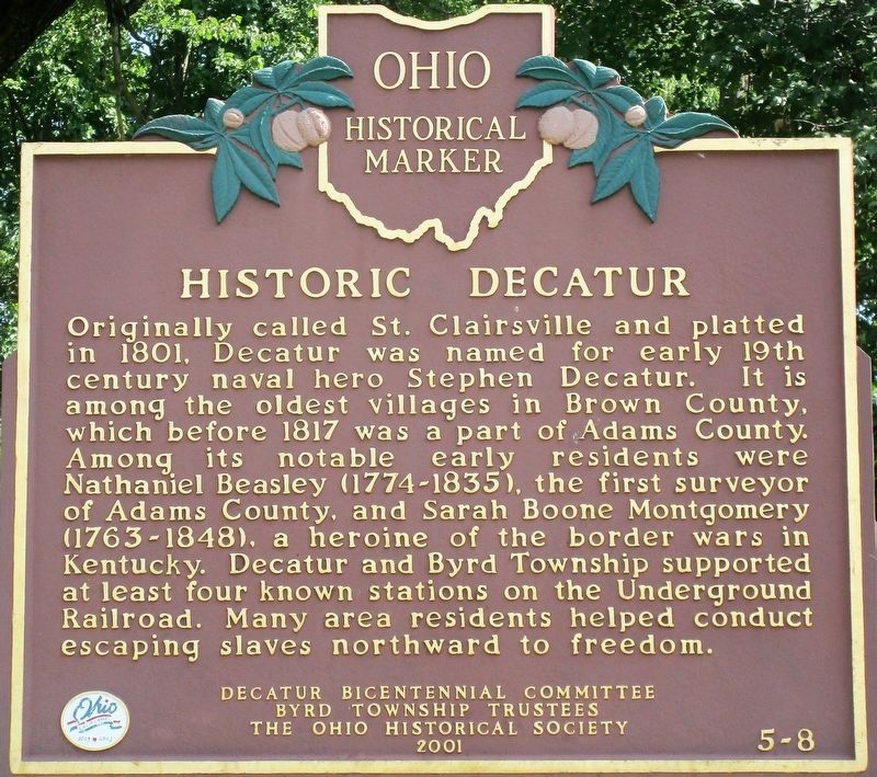 Historic Decatur marker side image. Click for full size.
