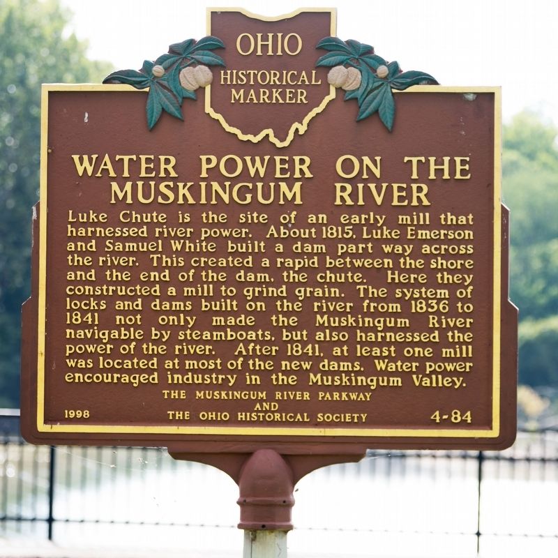 Water Power on the Muskingum River Marker image. Click for full size.