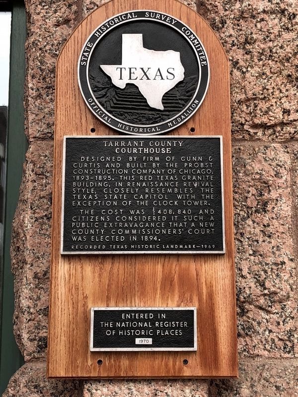 Tarrant County Courthouse Marker. Click for full size. Tarrant County Courthouse Marker image. Click for full size.