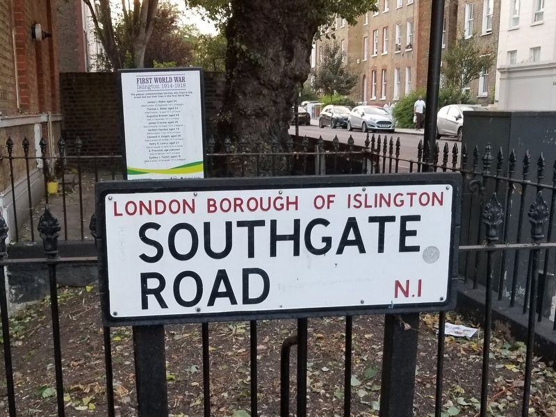 First World War Islington 1914-1918 Marker. Click for full size. First World War Islington 1914-1918 Marker image. Click for full size.