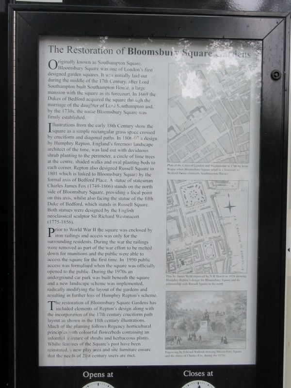Bloomsbury Square Gardens Marker. Click for full size. Bloomsbury Square Gardens Marker image. Click for full size.