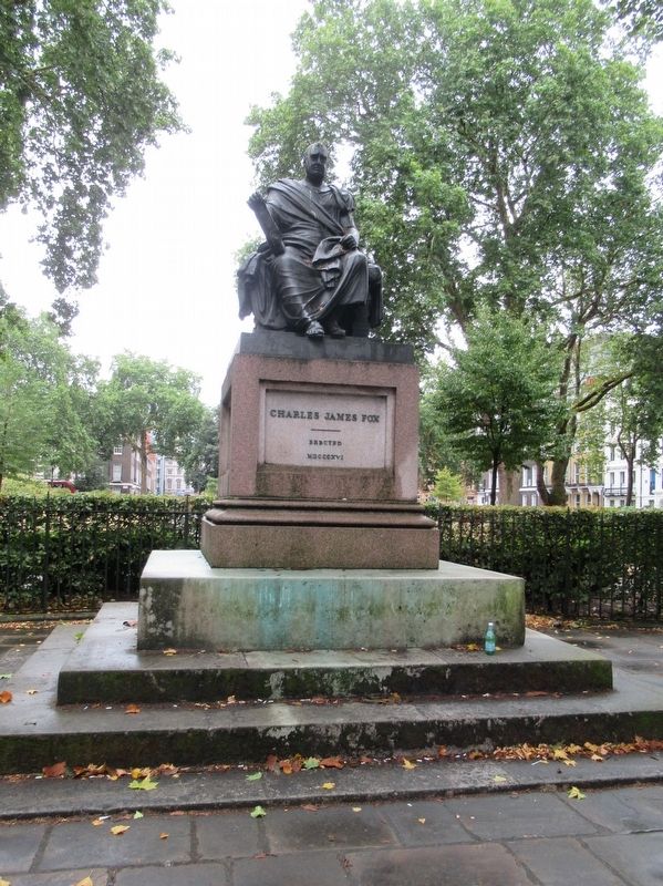 The statue of Charles James Fox on the north side of Bloomsbury Square. Click for full size. The statue of Charles James Fox on the north side of Bloomsbury Square image. Click for full size.