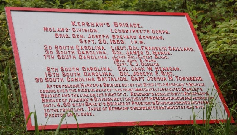 Kershaw's Brigade Marker image. Click for full size.
