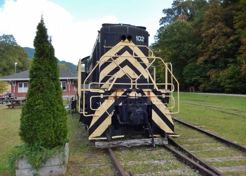 US Steel Locomotive with Lynch Railroad Station background. Click for full size. US Steel Locomotive with Lynch Railroad Station background image. Click for full size.