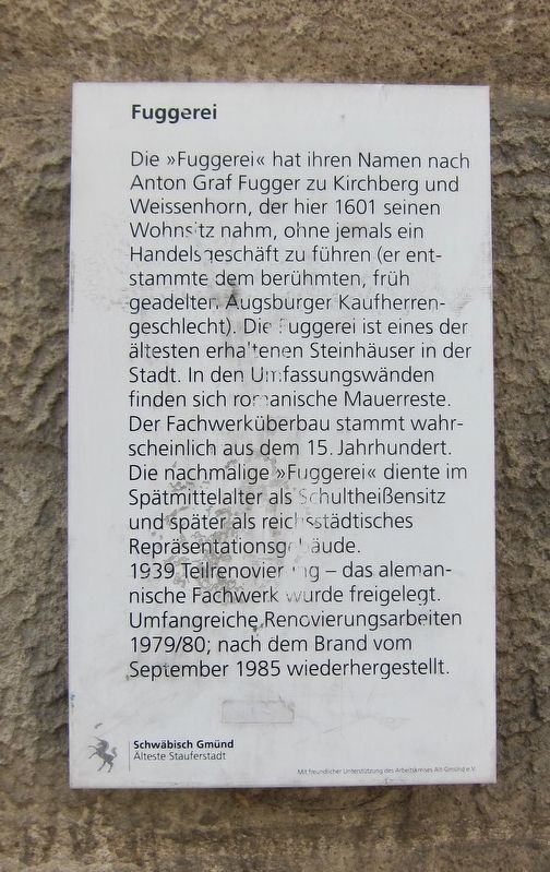Fuggerei Marker - first panel. Click for full size. Fuggerei Marker - first panel image. Click for full size.