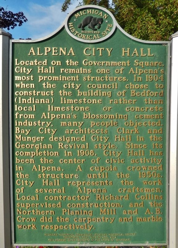 Alpena City Hall Marker image. Click for full size.