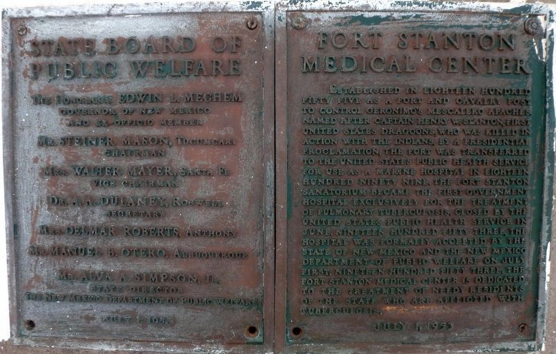 Fort Stanton Medical Center Marker image. Click for full size.