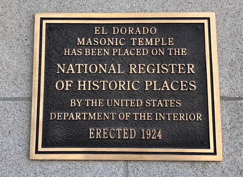 El Dorado Masonic Temple Marker image. Click for full size.