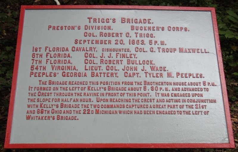 Trigg's Brigade Marker. Click for full size. Trigg's Brigade Marker image. Click for full size.