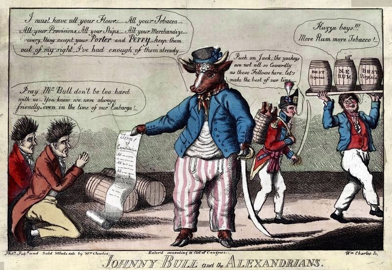 Johnny Bull and the Alexandrians<br>by William Charles, 1814 image. Click for full size.