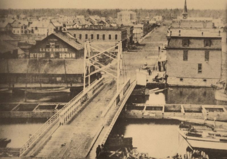Marker detail: swing bridge, 1873 image. Click for full size.