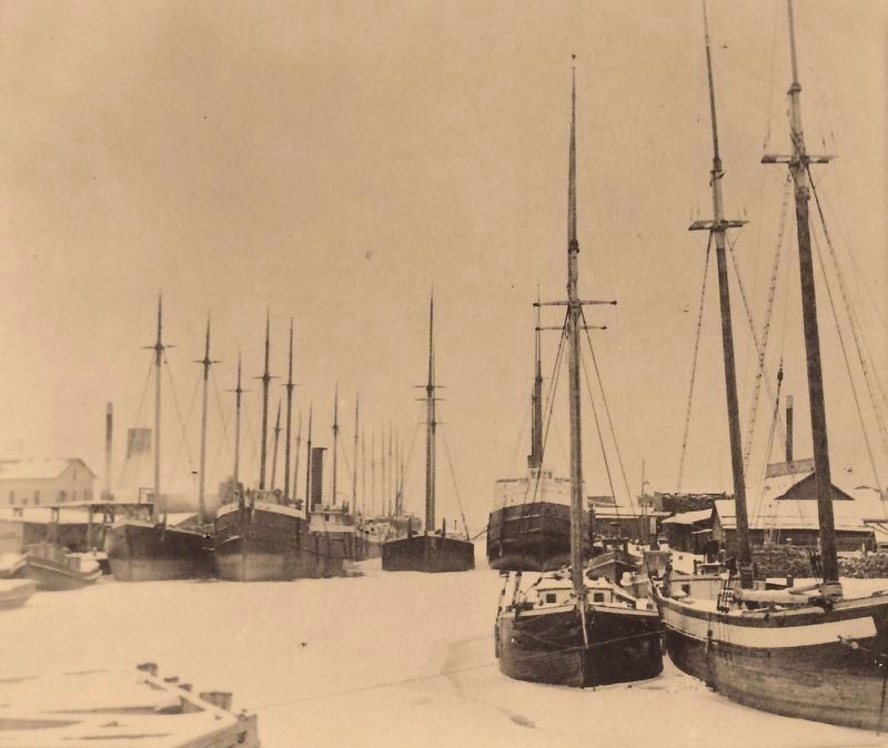 Marker detail: Local fleet winters in the Thunder Bay River circa 1895 image. Click for full size.