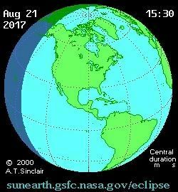 Animation of the solar eclipse of August 21, 2017 over north America. Click for full size. Animation of the solar eclipse of August 21, 2017 over north America image. Click for full size.