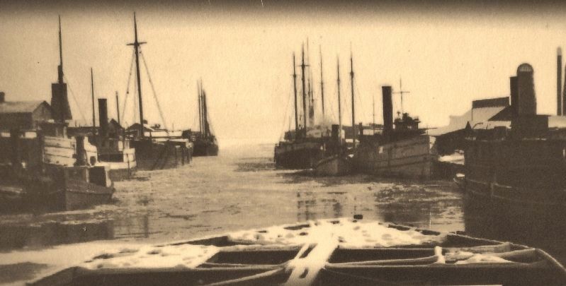 Marker detail: steamers, schooners, and tugs share dock space in the Thunder Bay River image. Click for full size.