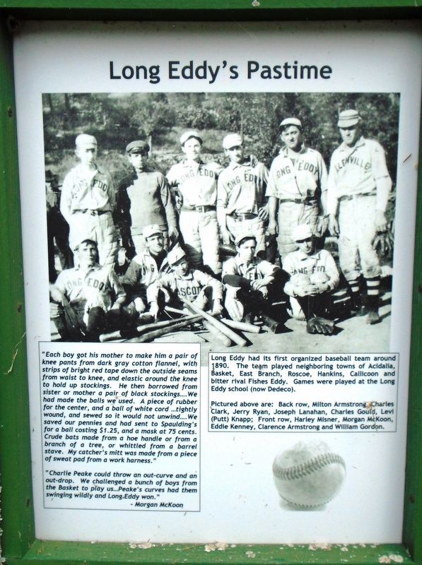 Long Eddy's Pastime Marker. Click for full size. Long Eddy's Pastime Marker image. Click for full size.
