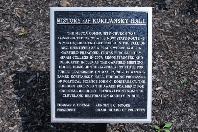 History of Koritansky Hall Marker. Click for full size. History of Koritansky Hall Marker image. Click for full size.