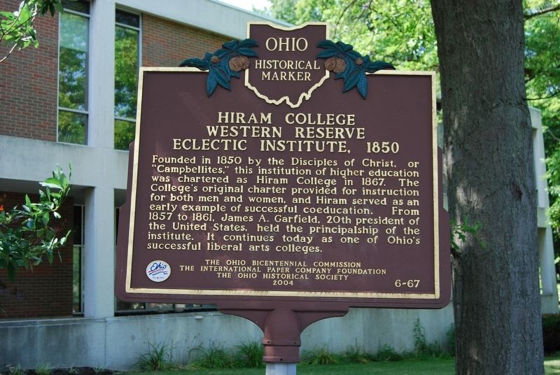 Hiram College Marker. Click for full size. Hiram College Marker image. Click for full size.