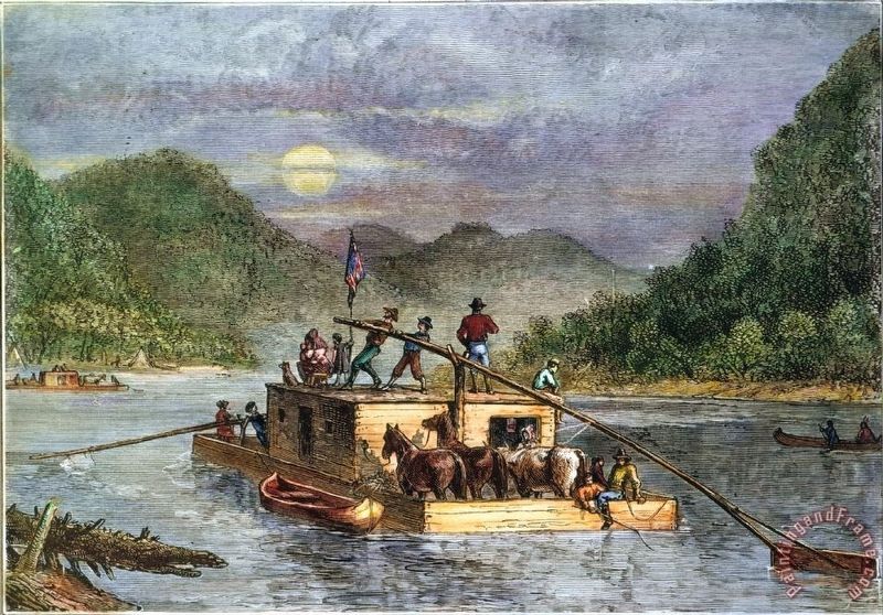 19th Century Flatboat image. Click for full size.