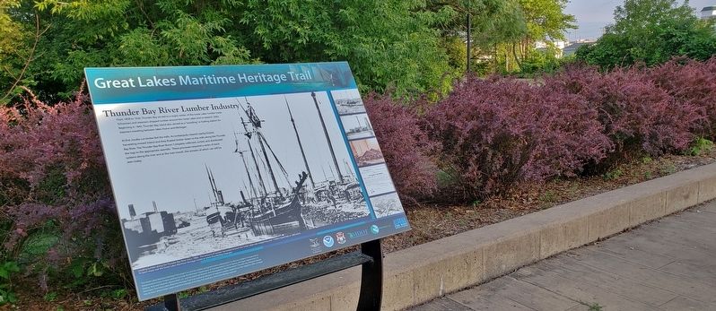 Thunder Bay River Lumber Industry Marker (<i>wide view</i>) image. Click for full size.