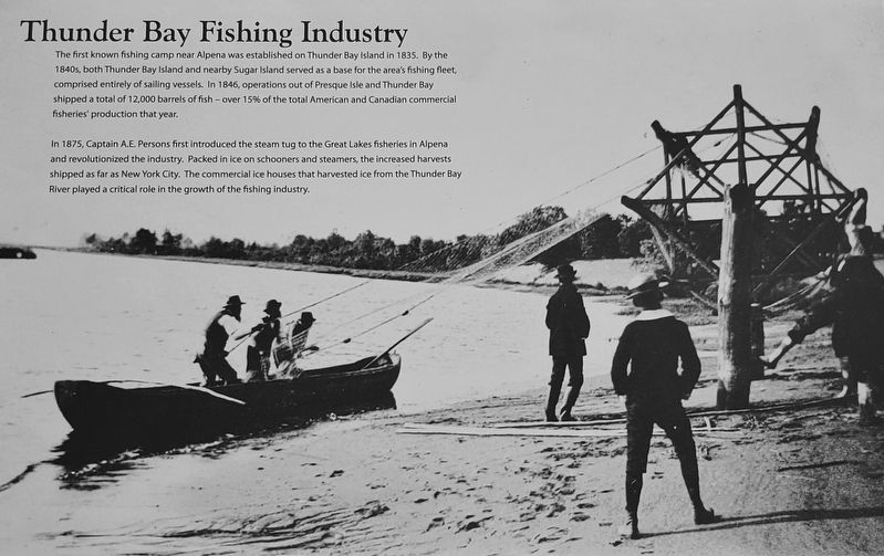 Marker detail: Rolling up a gill net to dry image. Click for full size.