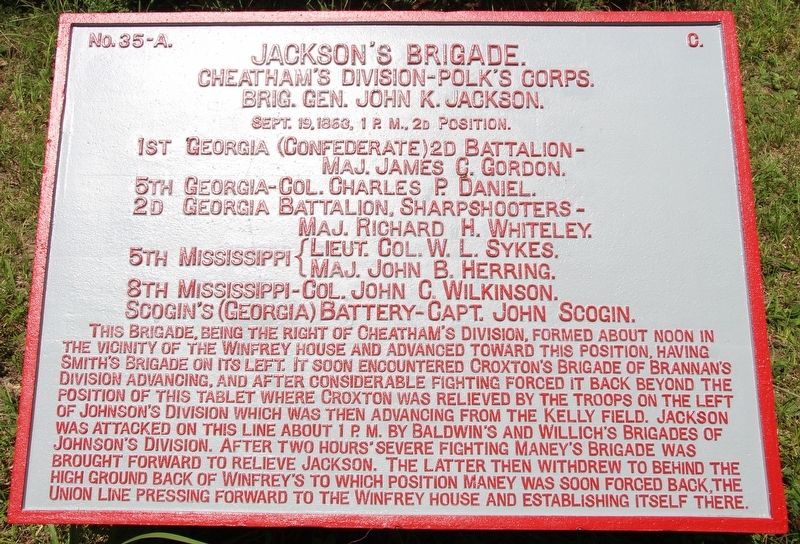 Jackson's Brigade Marker. Click for full size. Jackson's Brigade Marker image. Click for full size.