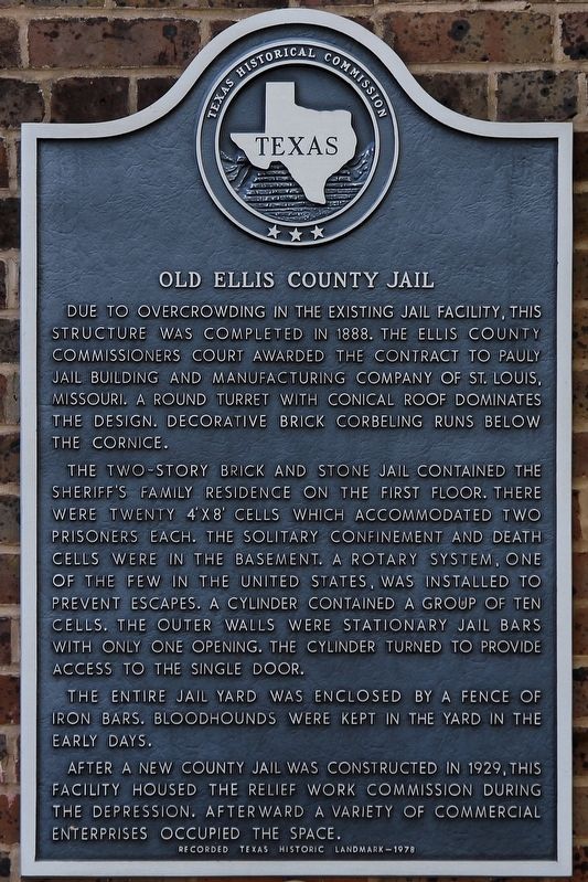 Old Ellis County Jail Marker image. Click for full size.