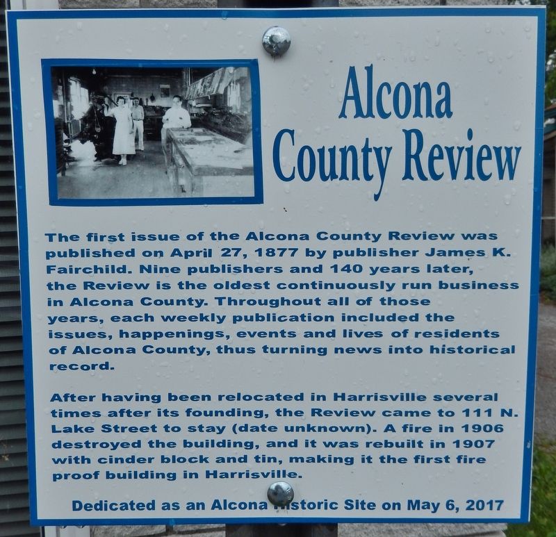 Alcona County Review Marker image. Click for full size.