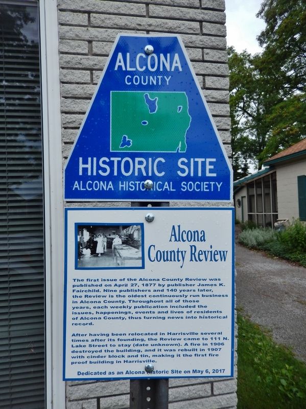 Alcona County Review Marker (<i>tall view</i>) image. Click for full size.