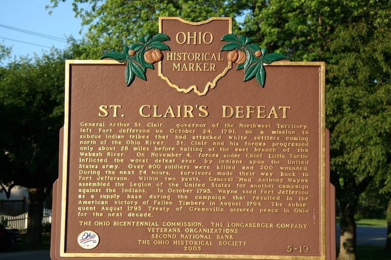 St. Clair's Defeat Marker. Click for full size. St. Clair's Defeat Marker image. Click for full size.